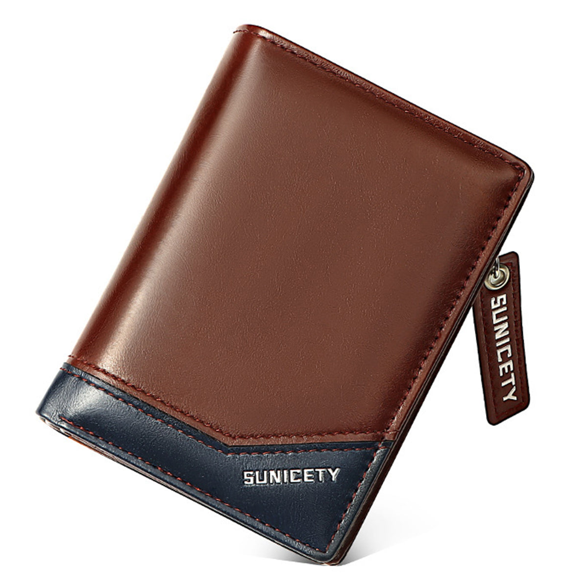 SUNICETY PU Leather Men Folding Short Wallet RFID Blocking Cards Cash Holder Bag with Zipper Pocket SUNICETY PU Leather Men Folding Short Wallet RFID Blocking Cards Cash Holder Bag with Zipper Pocket